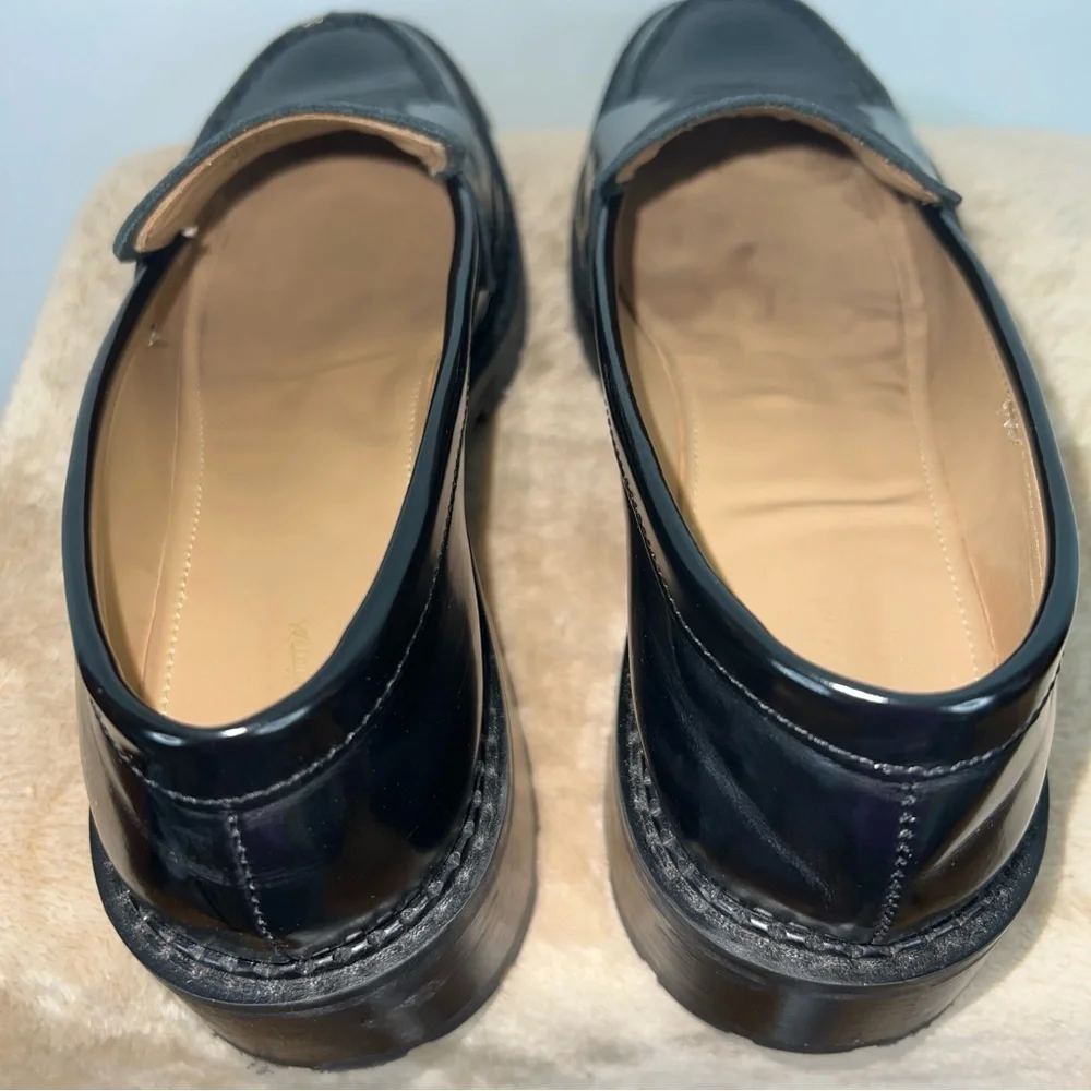 & Other Stories Black Patent Leather Chunky Lug Sole Penny Loafers Size 9 - Picture 5 of 9